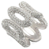 Alamode Rhodium Brass Ring with Top Grade Crystal in Clear - Alamode - Flyclothing LLC