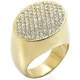 Alamode Gold Brass Ring with Top Grade Crystal in Clear - Alamode