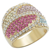Alamode Gold Brass Ring with Top Grade Crystal in Multi Color - Alamode