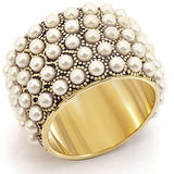 Alamode Gold Brass Ring with Synthetic Pearl in Citrine Yellow - Alamode - Flyclothing LLC