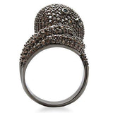 Alamode Ruthenium Brass Ring with AAA Grade CZ in Multi Color - Alamode - Flyclothing LLC