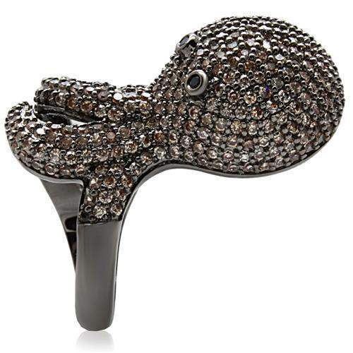 Alamode Ruthenium Brass Ring with AAA Grade CZ in Multi Color - Alamode - Flyclothing LLC