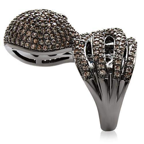 Alamode Ruthenium Brass Ring with AAA Grade CZ in Multi Color - Alamode - Flyclothing LLC