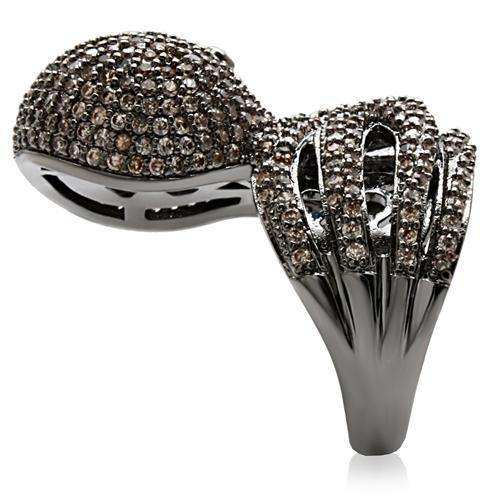 Alamode Ruthenium Brass Ring with AAA Grade CZ in Multi Color - Alamode - Flyclothing LLC