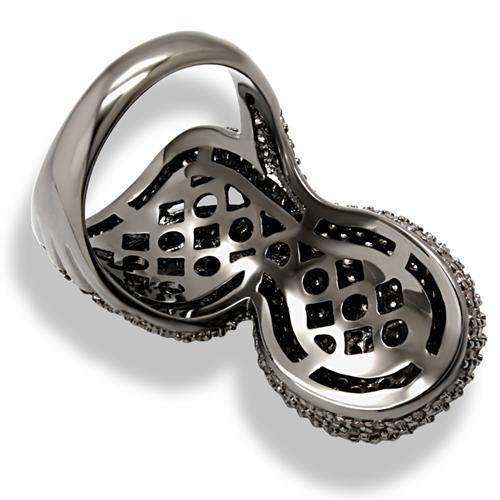 Alamode Ruthenium Brass Ring with AAA Grade CZ in Multi Color - Alamode - Flyclothing LLC