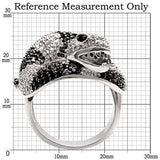 Alamode Rhodium + Ruthenium Brass Ring with AAA Grade CZ in Black Diamond - Alamode - Flyclothing LLC