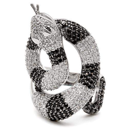 Alamode Rhodium + Ruthenium Brass Ring with AAA Grade CZ in Black Diamond - Alamode - Flyclothing LLC