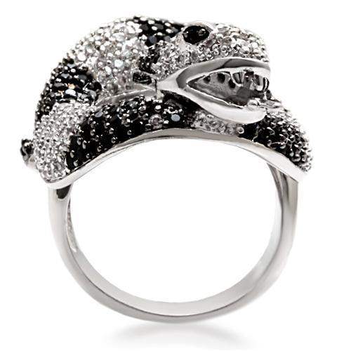 Alamode Rhodium + Ruthenium Brass Ring with AAA Grade CZ in Black Diamond - Alamode - Flyclothing LLC