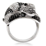 Alamode Rhodium + Ruthenium Brass Ring with AAA Grade CZ in Black Diamond - Alamode