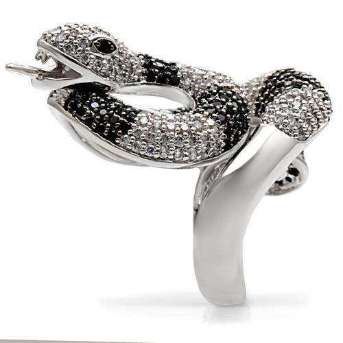 Alamode Rhodium + Ruthenium Brass Ring with AAA Grade CZ in Black Diamond - Alamode - Flyclothing LLC