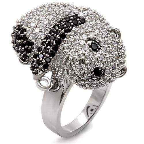 Alamode Rhodium + Ruthenium Brass Ring with AAA Grade CZ in Black Diamond - Alamode - Flyclothing LLC