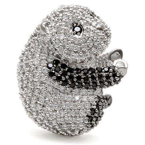 Alamode Rhodium + Ruthenium Brass Ring with AAA Grade CZ in Black Diamond - Alamode - Flyclothing LLC