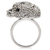 Alamode Rhodium + Ruthenium Brass Ring with AAA Grade CZ in Black Diamond - Alamode - Flyclothing LLC