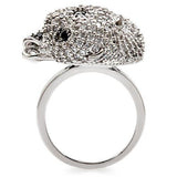 Alamode Rhodium + Ruthenium Brass Ring with AAA Grade CZ in Black Diamond - Alamode