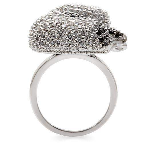 Alamode Rhodium + Ruthenium Brass Ring with AAA Grade CZ in Black Diamond - Alamode - Flyclothing LLC