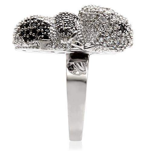 Alamode Rhodium + Ruthenium Brass Ring with AAA Grade CZ in Black Diamond - Alamode - Flyclothing LLC