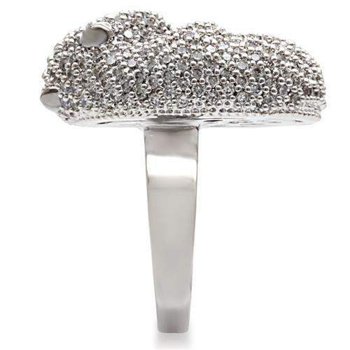 Alamode Rhodium + Ruthenium Brass Ring with AAA Grade CZ in Black Diamond - Alamode - Flyclothing LLC