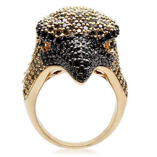 Alamode Gold+Ruthenium Brass Ring with AAA Grade CZ in Multi Color - Alamode - Flyclothing LLC
