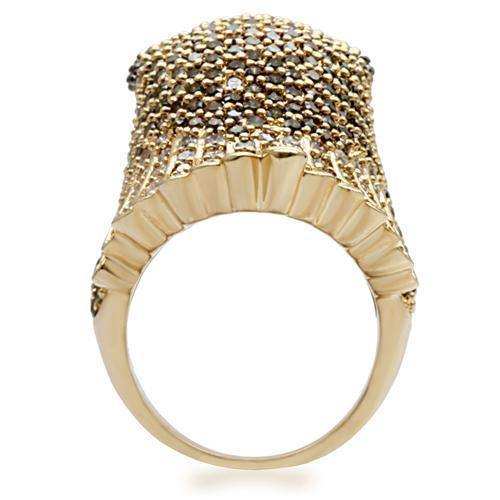 Alamode Gold+Ruthenium Brass Ring with AAA Grade CZ in Multi Color - Alamode - Flyclothing LLC