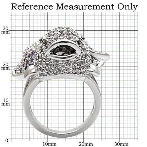Alamode Rhodium Brass Ring with AAA Grade CZ in Multi Color - Alamode - Flyclothing LLC