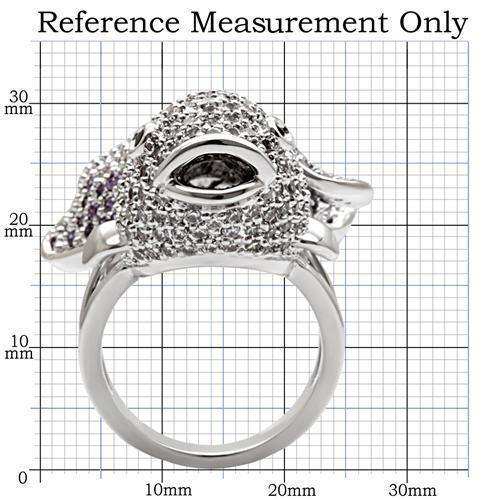 Alamode Rhodium Brass Ring with AAA Grade CZ in Multi Color - Alamode - Flyclothing LLC