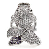 Alamode Rhodium Brass Ring with AAA Grade CZ in Multi Color - Alamode