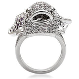 Alamode Rhodium Brass Ring with AAA Grade CZ in Multi Color - Alamode