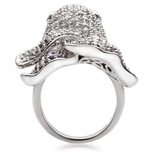 Alamode Rhodium Brass Ring with AAA Grade CZ in Multi Color - Alamode - Flyclothing LLC