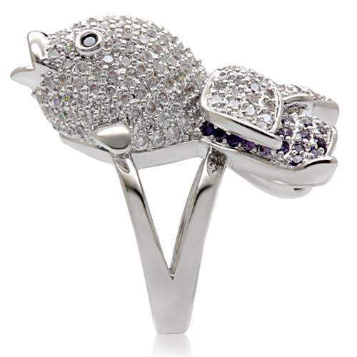 Alamode Rhodium Brass Ring with AAA Grade CZ in Multi Color - Alamode - Flyclothing LLC