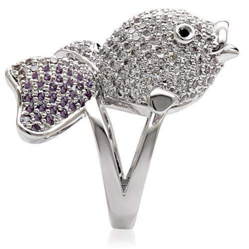 Alamode Rhodium Brass Ring with AAA Grade CZ in Multi Color - Alamode - Flyclothing LLC