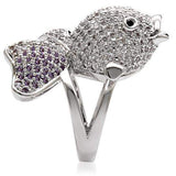 Alamode Rhodium Brass Ring with AAA Grade CZ in Multi Color - Alamode - Flyclothing LLC