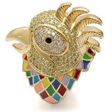 Alamode Gold Brass Ring with AAA Grade CZ in Multi Color - Alamode - Flyclothing LLC