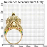 Alamode Gold Brass Ring with AAA Grade CZ in Multi Color - Alamode - Flyclothing LLC