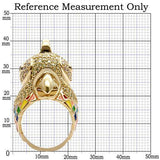 Alamode Gold Brass Ring with AAA Grade CZ in Multi Color - Alamode