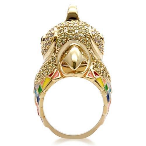 Alamode Gold Brass Ring with AAA Grade CZ in Multi Color - Flyclothing LLC