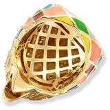Alamode Gold Brass Ring with AAA Grade CZ in Multi Color - Alamode - Flyclothing LLC