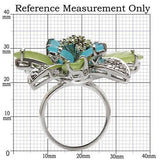 Alamode Rhodium Brass Ring with Synthetic Synthetic Glass in Multi Color - Alamode - Flyclothing LLC
