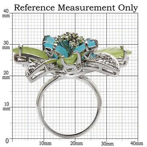 Alamode Rhodium Brass Ring with Synthetic Synthetic Glass in Multi Color - Alamode - Flyclothing LLC
