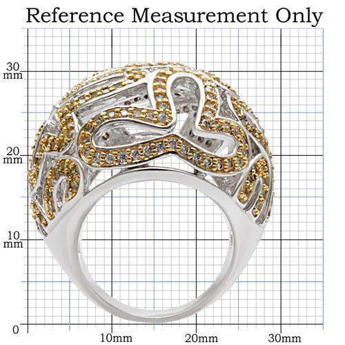 Alamode Reverse Two-Tone Brass Ring with AAA Grade CZ in Topaz - Alamode - Flyclothing LLC