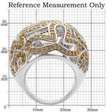 Alamode Reverse Two-Tone Brass Ring with AAA Grade CZ in Topaz - Alamode - Flyclothing LLC