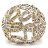 Alamode Reverse Two-Tone Brass Ring with AAA Grade CZ in Topaz - Alamode - Flyclothing LLC