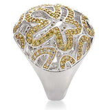 Alamode Reverse Two-Tone Brass Ring with AAA Grade CZ in Topaz - Alamode - Flyclothing LLC