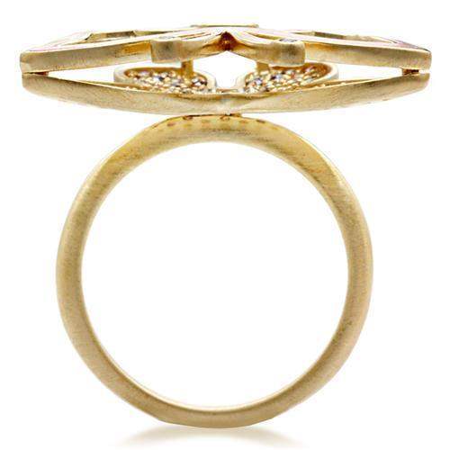Alamode Matte Gold Brass Ring with AAA Grade CZ in Multi Color - Alamode - Flyclothing LLC