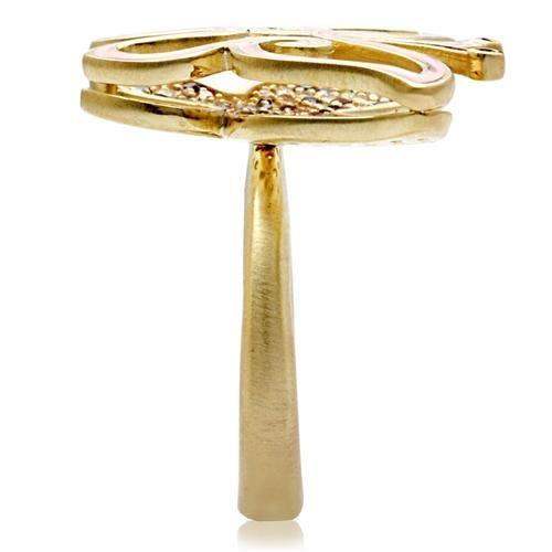 Alamode Matte Gold Brass Ring with AAA Grade CZ in Multi Color - Alamode - Flyclothing LLC