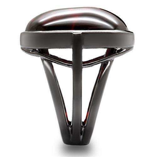 Alamode Ruthenium Brass Ring with AAA Grade CZ in Garnet - Alamode - Flyclothing LLC