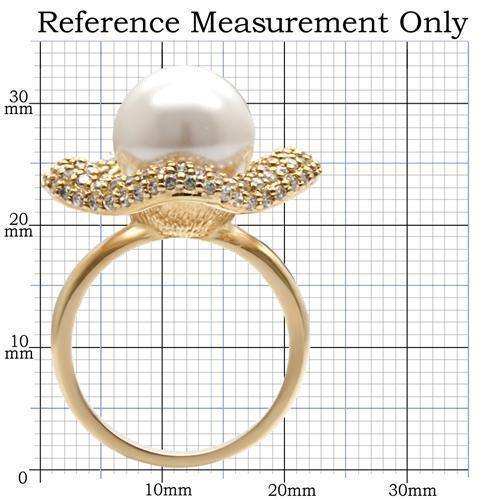 Alamode Gold Brass Ring with Synthetic Pearl in White - Alamode - Flyclothing LLC