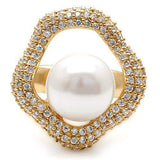 Alamode Gold Brass Ring with Synthetic Pearl in White - Alamode - Flyclothing LLC
