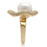 Alamode Gold Brass Ring with Synthetic Pearl in White - Alamode - Flyclothing LLC