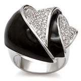 Alamode Rhodium Brass Ring with AAA Grade CZ in Clear - Alamode - Flyclothing LLC
