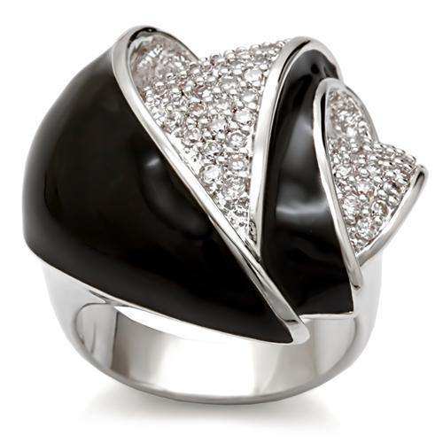 Alamode Rhodium Brass Ring with AAA Grade CZ in Clear - Alamode - Flyclothing LLC